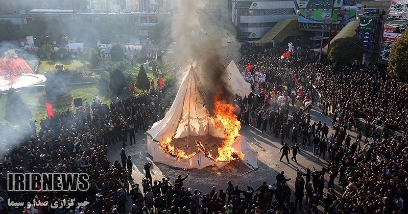 برپایی آیین خیمه سوزان عصر عاشورا