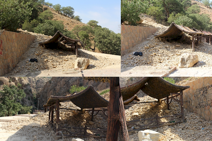 تخریب امکانات گردشگری آبشار یاسوج در پی ریزش کوه