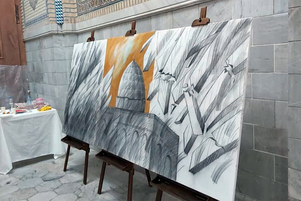 نمایش آثار ۵۰ هنرمند تجسمی در حرم رضوی (ع)