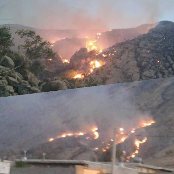 شعله‌های آتش در مراتع کازرون