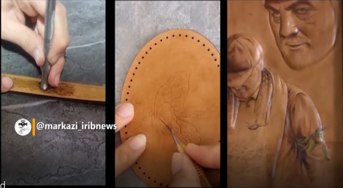 ایرانی شدن هنر حکاکی روی چرم با حکاکی تصویر سردار دلها ایرانی شدن هنر حکاکی روی چرم با حکاکی تصویر سردار دلها